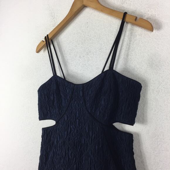 NWT Jonathan Simkhai Blue Crinkle Textured Cut Out Bodycon Dress Size 8 Cocktail - Picture 7 of 14